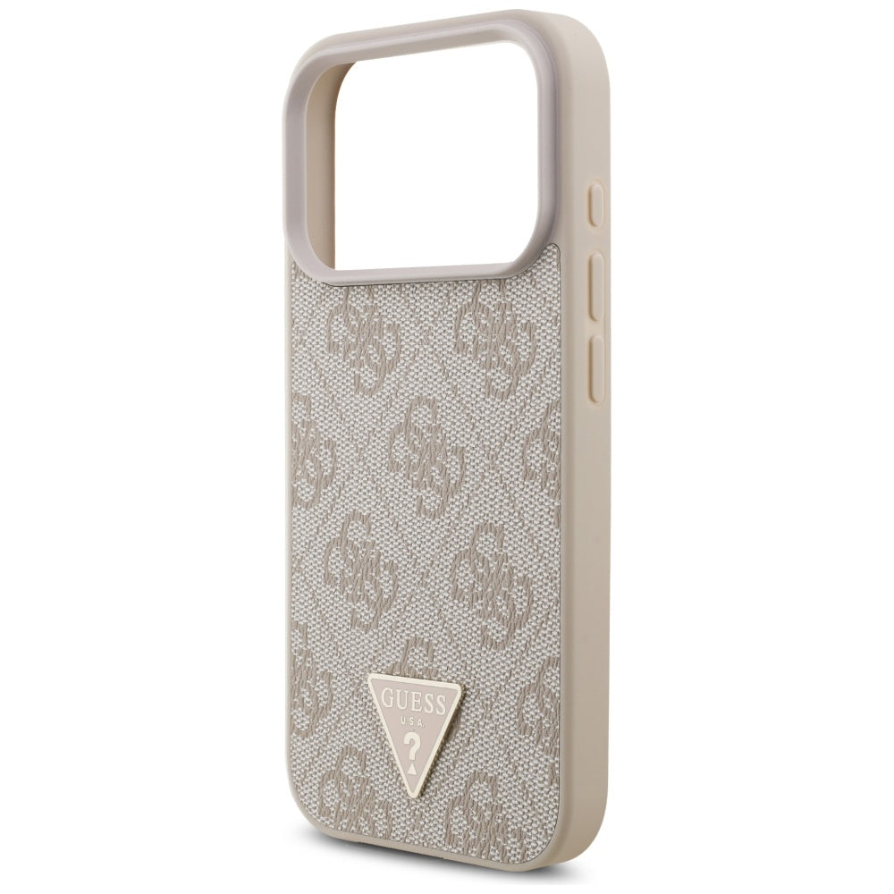 MagSafe-deksel for Apple iPhone 17 Pro, Guess, 4G Triangle Logo med Perle Stropp, Rosa