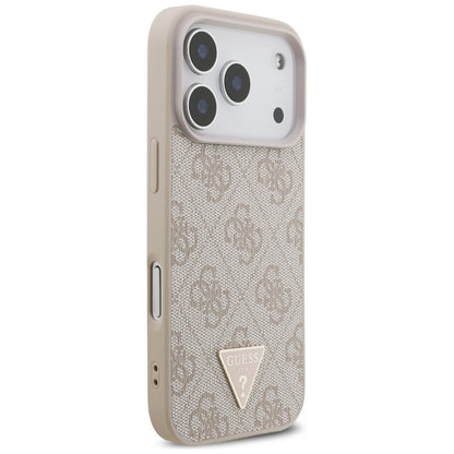 MagSafe-deksel for Apple iPhone 17 Pro, Guess, 4G Triangle Logo med Perle Stropp, Rosa