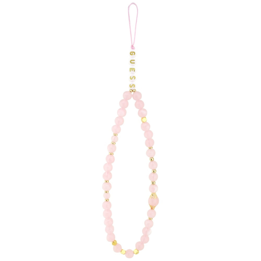 MagSafe-deksel for Apple iPhone 17 Pro, Guess, 4G Triangle Logo med Perle Stropp, Rosa