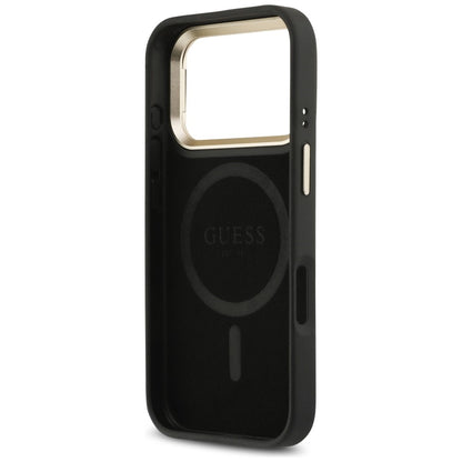 MagSafe-deksel for Apple iPhone 17 Pro, Guess, 4G Triangle Logo with Stand Camera, Svart Gull