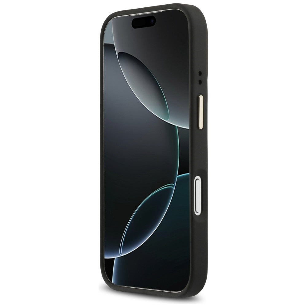 MagSafe-deksel for Apple iPhone 17 Pro, Guess, 4G Triangle Logo with Stand Camera, Svart Gull