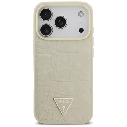 MagSafe-deksel for Apple iPhone 17 Pro, Guess, Croco Triangle Logo, Gull
