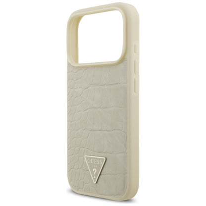 MagSafe-deksel for Apple iPhone 17 Pro, Guess, Croco Triangle Logo, Gull