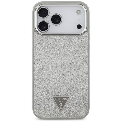 MagSafe-deksel for Apple iPhone 17 Pro, Guess, Glitter Triangle Logo, Sølv
