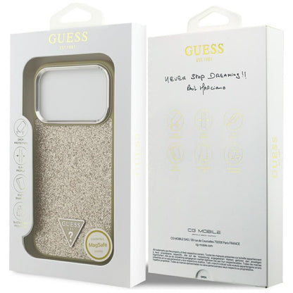 MagSafe-deksel for Apple iPhone 17 Pro, Guess, Glitter Triangle Logo, Gull