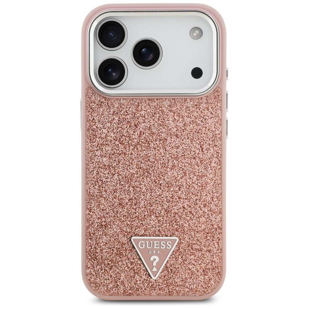 MagSafe-deksel for Apple iPhone 17 Pro, Guess, Glitter Triangle Logo, Rosa