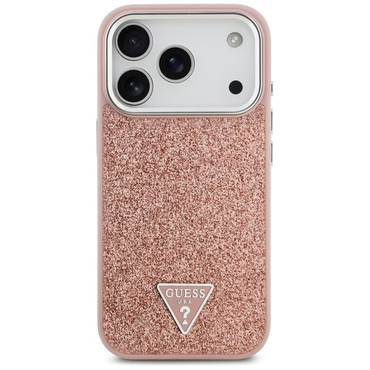 MagSafe-deksel for Apple iPhone 17 Pro, Guess, Glitter Triangle Logo, Rosa