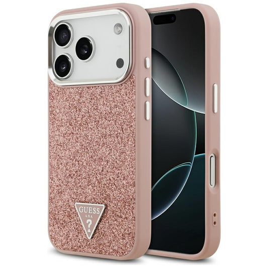 MagSafe-deksel for Apple iPhone 17 Pro, Guess, Glitter Triangle Logo, Rosa
