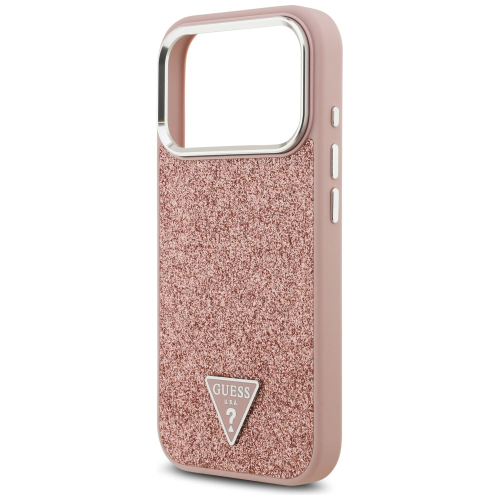 MagSafe-deksel for Apple iPhone 17 Pro, Guess, Glitter Triangle Logo, Rosa