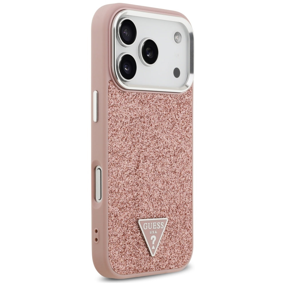 MagSafe-deksel for Apple iPhone 17 Pro, Guess, Glitter Triangle Logo, Rosa