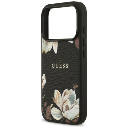 MagSafe-deksel for Apple iPhone 17 Pro, Guess, Grained Flowers, Svart