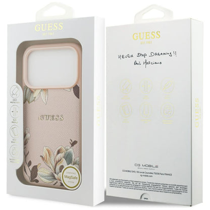MagSafe-deksel for Apple iPhone 17 Pro, Guess, Grained Flowers, Rosa