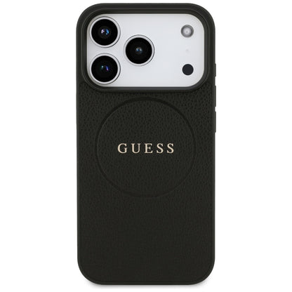 MagSafe-deksel for Apple iPhone 17 Pro, Guess, Grained Gold Ring, Svart
