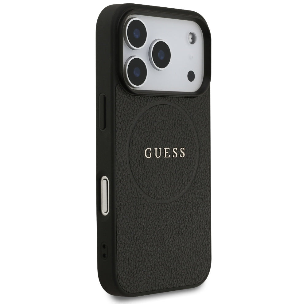 MagSafe-deksel for Apple iPhone 17 Pro, Guess, Grained Gold Ring, Svart