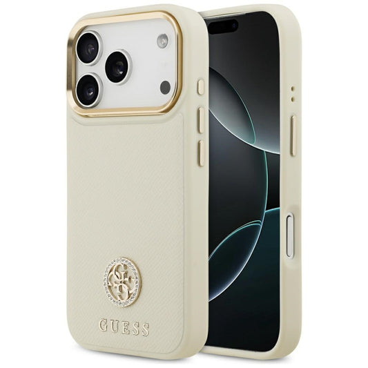 MagSafe-deksel for Apple iPhone 17 Pro, Guess, Grained Strass Logo, Beige