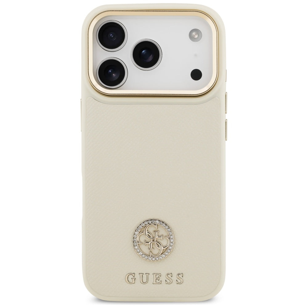 MagSafe-deksel for Apple iPhone 17 Pro, Guess, Grained Strass Logo, Beige