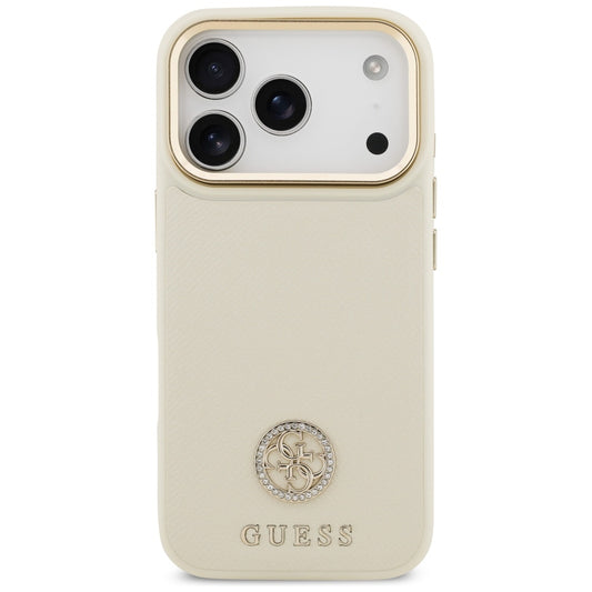 MagSafe-deksel for Apple iPhone 17 Pro, Guess, Grained Strass Logo, Beige