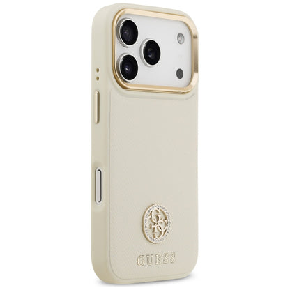 MagSafe-deksel for Apple iPhone 17 Pro, Guess, Grained Strass Logo, Beige