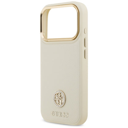 MagSafe-deksel for Apple iPhone 17 Pro, Guess, Grained Strass Logo, Beige