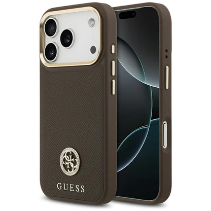 MagSafe-deksel for Apple iPhone 17 Pro, Guess, Grained Strass Logo, Brun