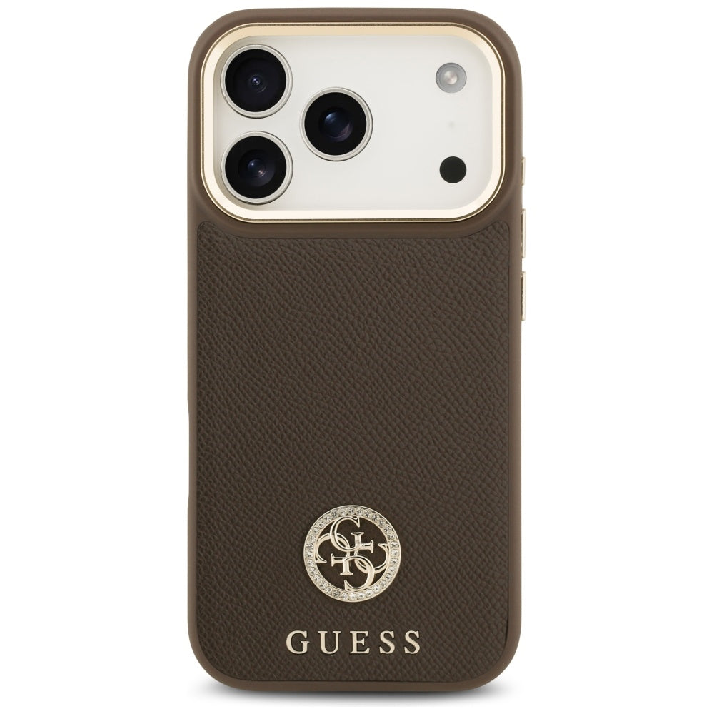 MagSafe-deksel for Apple iPhone 17 Pro, Guess, Grained Strass Logo, Brun