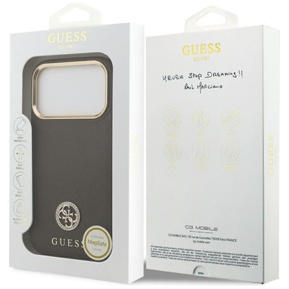 MagSafe-deksel for Apple iPhone 17 Pro, Guess, Grained Strass Logo, Brun