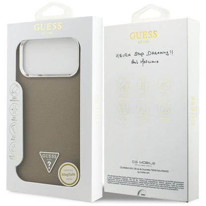 MagSafe-deksel for Apple iPhone 17 Pro, Guess, Grained Triangle Logo, Brun