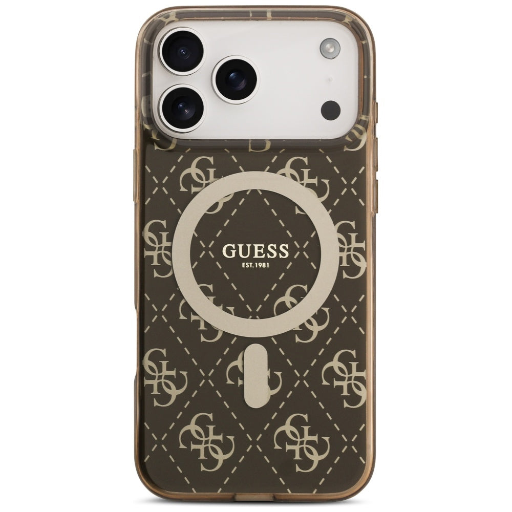 MagSafe-deksel for Apple iPhone 17 Pro, Guess, IML 4G Background, Brun