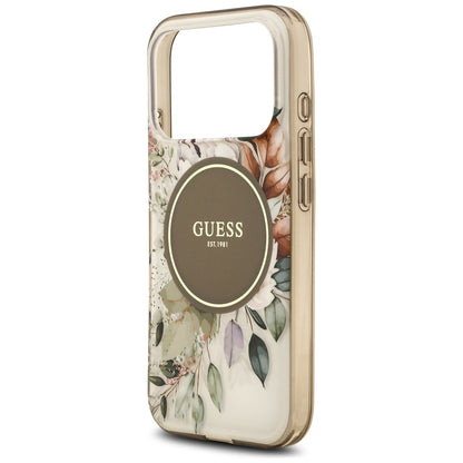 MagSafe-deksel for Apple iPhone 17 Pro, Guess, IML Flower and Tonal Circle, Brun