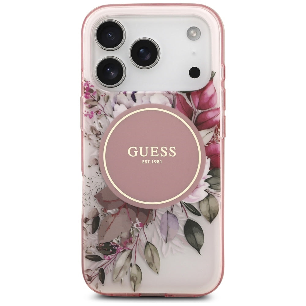 MagSafe-deksel for Apple iPhone 17 Pro, Guess, IML Flower and Tonal Circle, Rosa