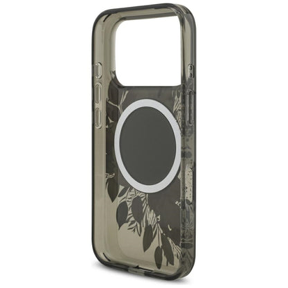 MagSafe-deksel for Apple iPhone 17 Pro, Guess, IML Flowers with Pearl Strap, Svart