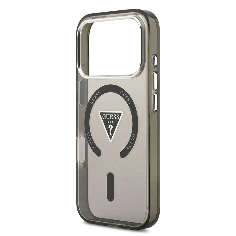 MagSafe-deksel for Apple iPhone 17 Pro, Guess, IML Gradient Triangle Logo, Svart Sølv