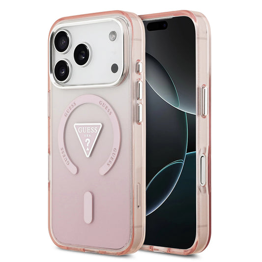 MagSafe-deksel for Apple iPhone 17 Pro, Guess, IML Gradient Triangle Logo, Rosa