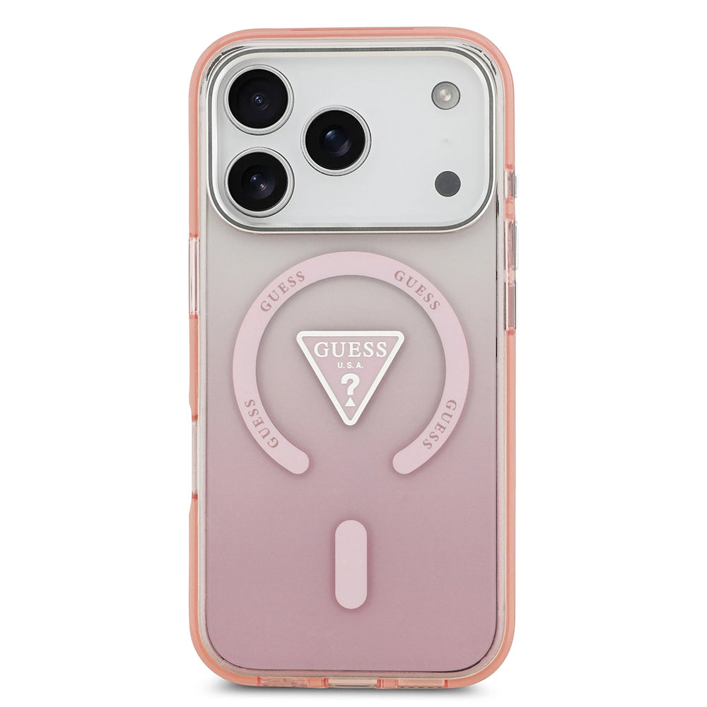 MagSafe-deksel for Apple iPhone 17 Pro, Guess, IML Gradient Triangle Logo, Rosa
