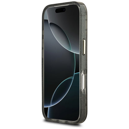 MagSafe-deksel for Apple iPhone 17 Pro, Guess, IML Metal Glitter Flowers Triangle, Svart