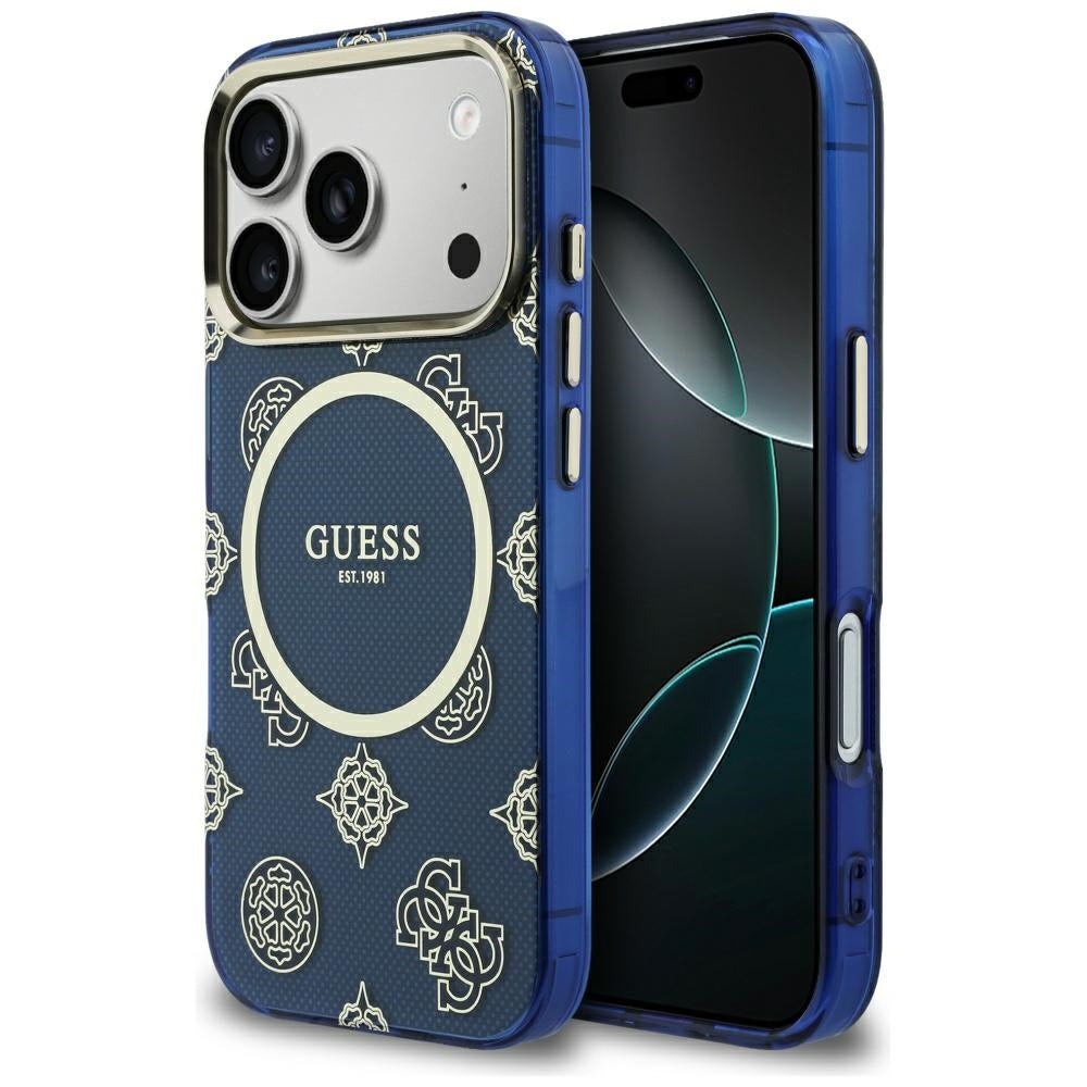 MagSafe-deksel for Apple iPhone 17 Pro, Guess, IML Peony Dot, Blå