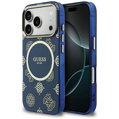 MagSafe-deksel for Apple iPhone 17 Pro, Guess, IML Peony Dot, Blå