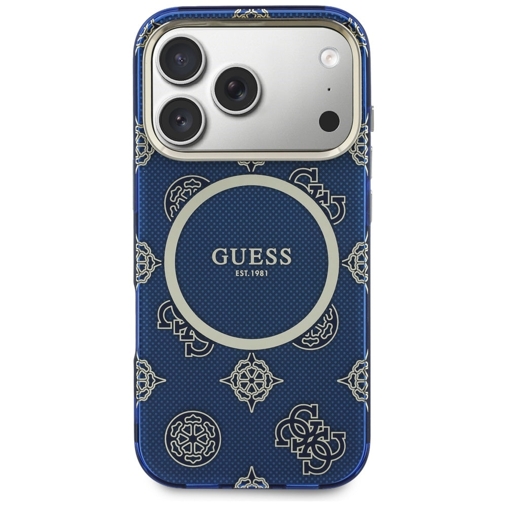 MagSafe-deksel for Apple iPhone 17 Pro, Guess, IML Peony Dot, Blå