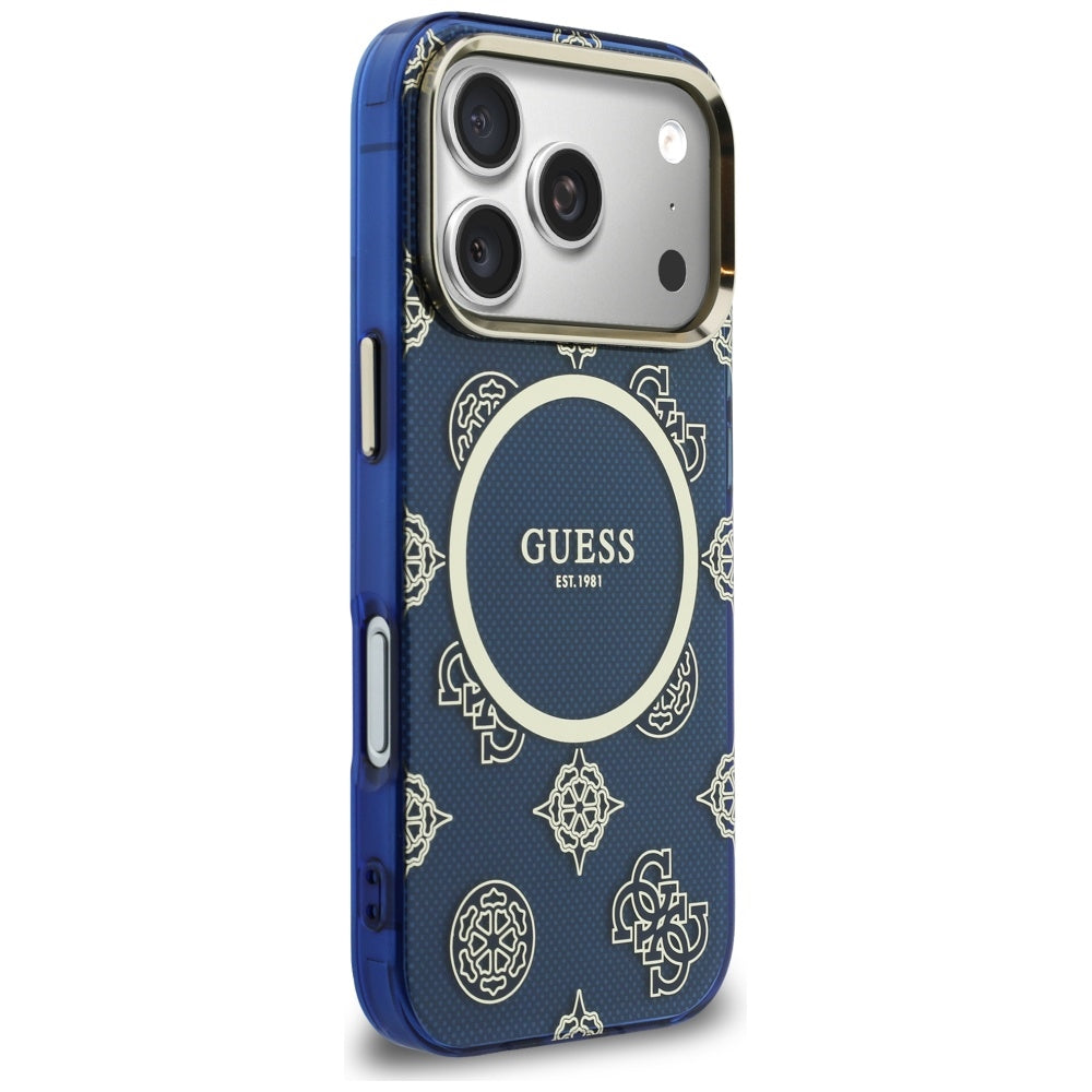 MagSafe-deksel for Apple iPhone 17 Pro, Guess, IML Peony Dot, Blå