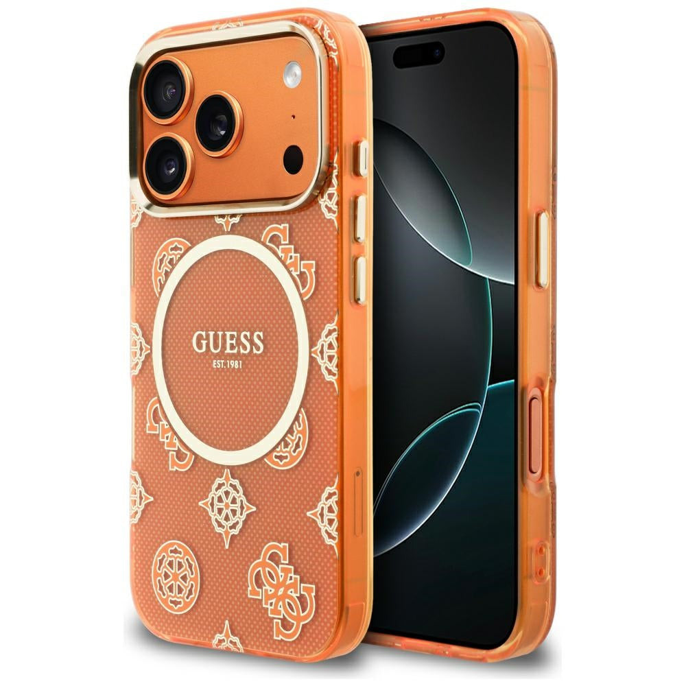 MagSafe-deksel for Apple iPhone 17 Pro, Guess, IML Peony Dot, Oransje
