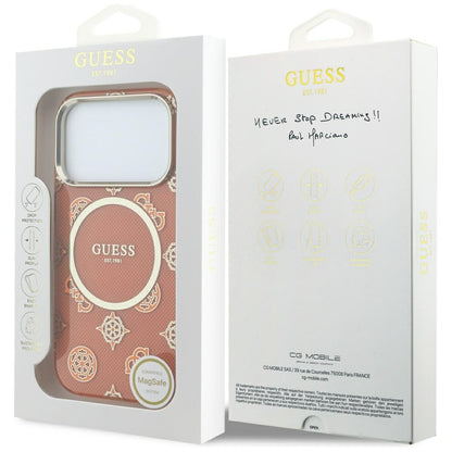 MagSafe-deksel for Apple iPhone 17 Pro, Guess, IML Peony Dot, Oransje