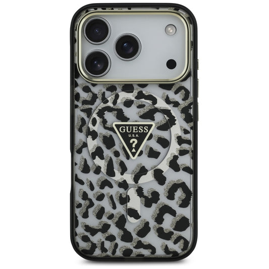 MagSafe-deksel for Apple iPhone 17 Pro, Guess, Leopard Glitter, Svart
