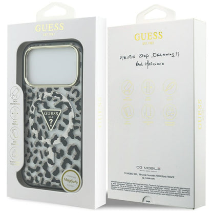MagSafe-deksel for Apple iPhone 17 Pro, Guess, Leopard Glitter, Svart