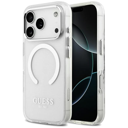 MagSafe-deksel for Apple iPhone 17 Pro, Guess, Metal Outline, Sølv