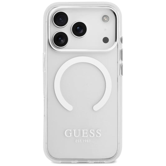 MagSafe-deksel for Apple iPhone 17 Pro, Guess, Metal Outline, Sølv