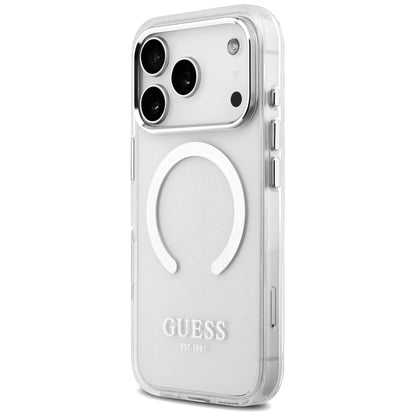 MagSafe-deksel for Apple iPhone 17 Pro, Guess, Metal Outline, Sølv