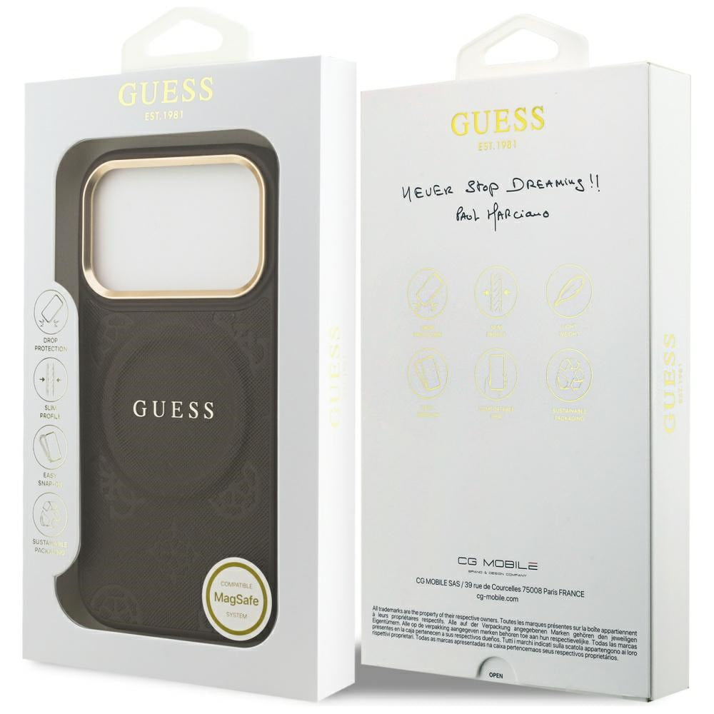 MagSafe-deksel for Apple iPhone 17 Pro, Guess, Peony Hot Stamp, Brun