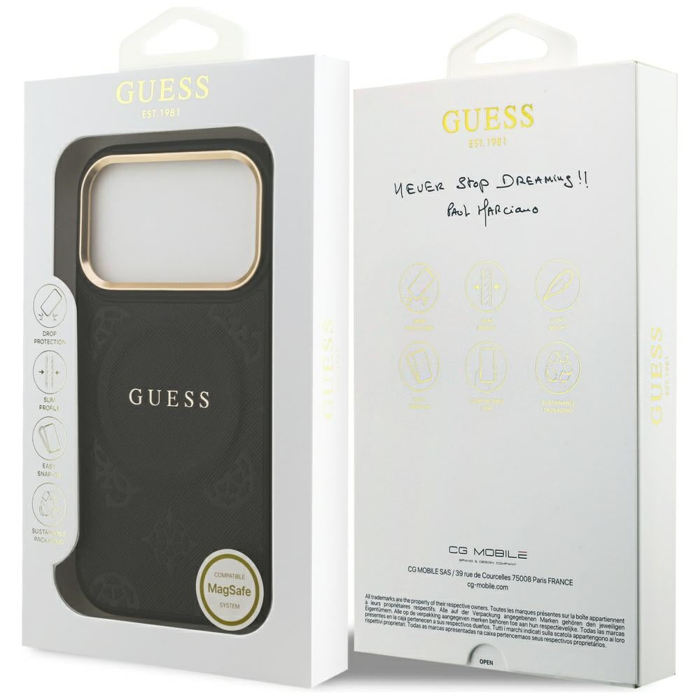 MagSafe-deksel for Apple iPhone 17 Pro, Guess, Peony Hot Stamp, Svart