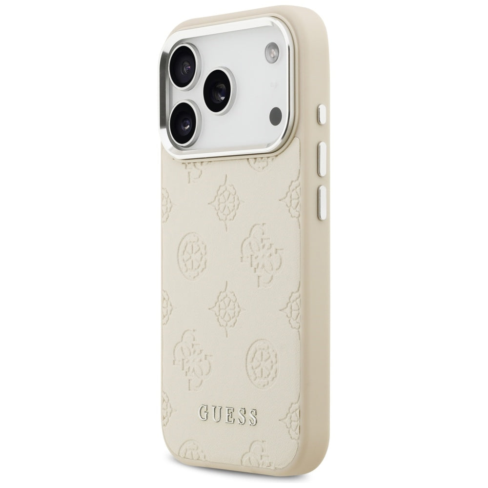 MagSafe-deksel for Apple iPhone 17 Pro, Guess, Peony Hot Stamp Script, Beige
