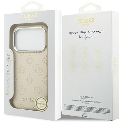 MagSafe-deksel for Apple iPhone 17 Pro, Guess, Peony Hot Stamp Script, Beige